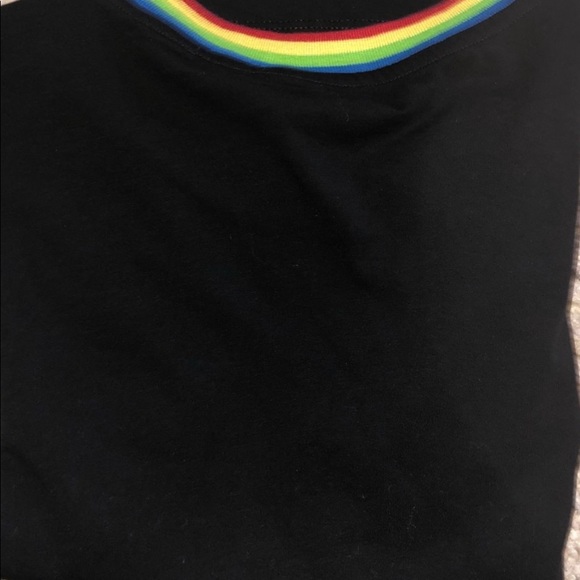 Alice + Olivia Rainbow Sequined LUCKY STAR T-Shirt - XS - NWT - Black/Multi - Picture 9 of 9